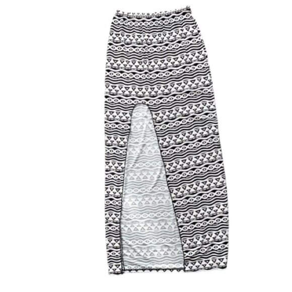 Women's Maxi Skirt High rise Side Slit Long Geometric Aztec Southwestern Print M - Picture 1 of 12